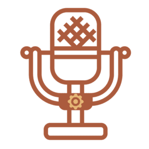 Microphone icon for Guest Posts section, including Dr. Shannon Coates' logo gears