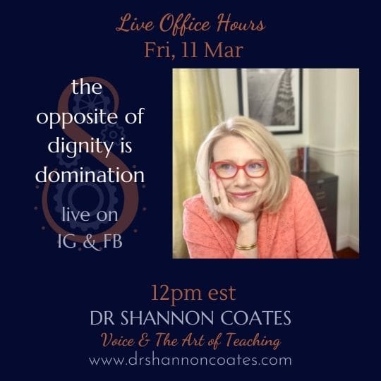 Mar 4 Live Office Hours- the opposite of dignity is domination.
