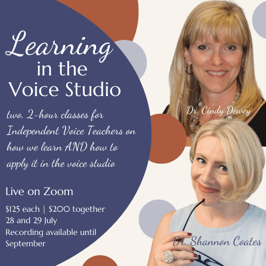 Learning in the Voice Studio two 2-hour classes for independent voice teachers